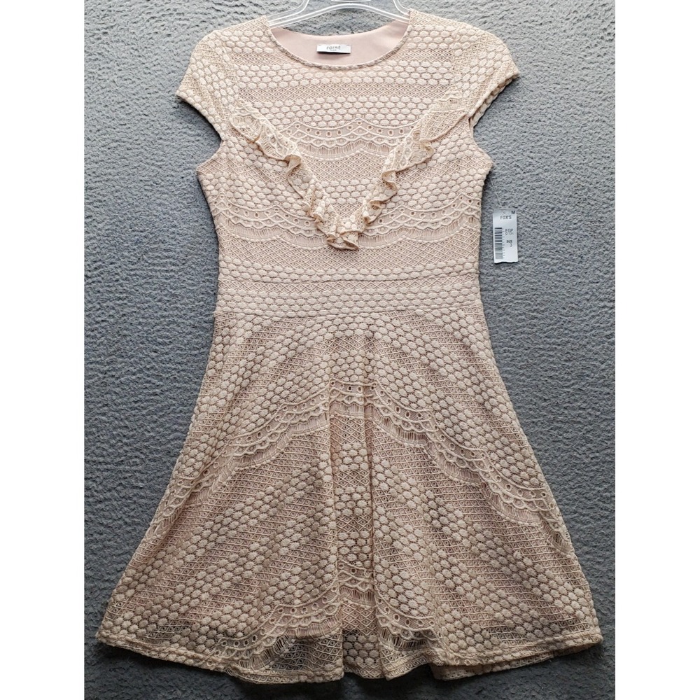 Egerie Fit & Flare Dress Womens 3 Multi Lace Overlay Cap Sleeve Ruffle Cocktail